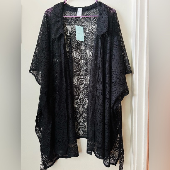 841- NWT Mintee 16 Black Lace Kimono - Picture 1 of 5